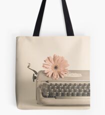 Soft Typewriter and Pink Flower Tote Bag
