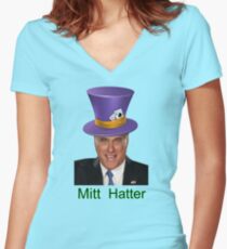 Mitt Romney 2012 mad Hatter Women's Fitted V-Neck T-Shirt