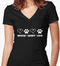Rescue * Adopt * Love Women's Fitted V-Neck T-Shirt