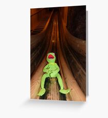 Frog Kermit Slip Mine Salt Mine Greeting Card