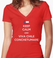 Keep calm and viva Chile conchetumare Women's Fitted V-Neck T-Shirt