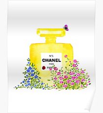 Gelbes Parfüm - Watercolor Fashion iIllustration Poster
