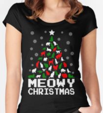 Meowy Christmas Cat Tree Women's Fitted Scoop T-Shirt