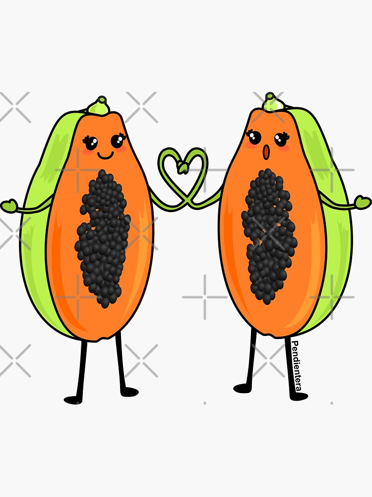 "Kawaii papayas in love" Sticker by Pendientera Redbubble