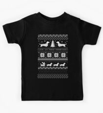 Dachshunds Christmas Sweater Pattern Kids Tee