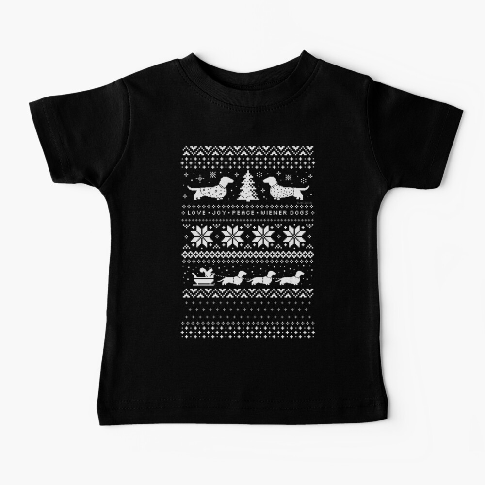 Dachshunds Christmas Sweater Pattern Baby T-Shirt