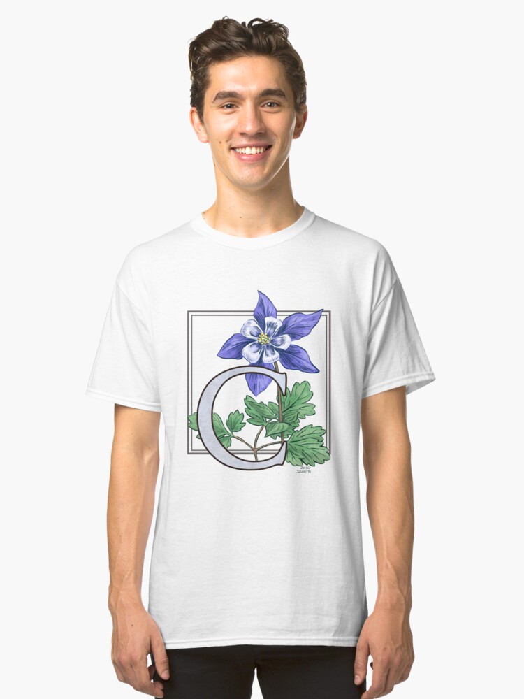 Alternate view of C is for Columbine Flower Monogram Classic T-Shirt