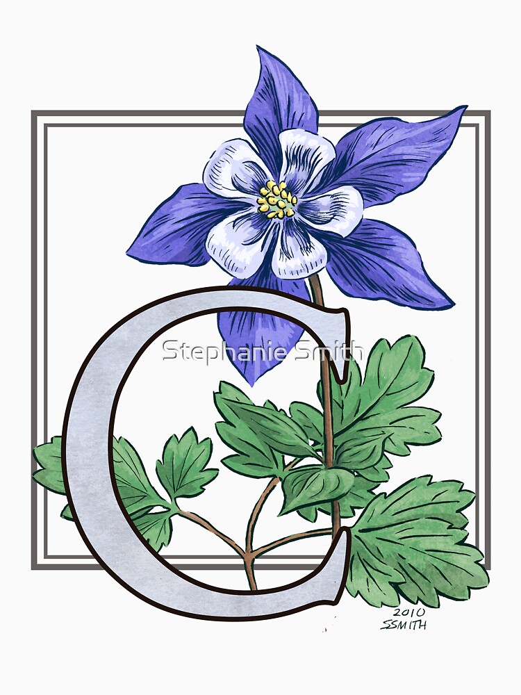 C is for Columbine Flower Monogram by stephsmith
