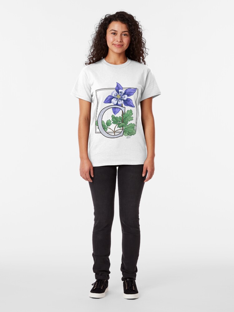 Alternate view of C is for Columbine Flower Monogram Classic T-Shirt