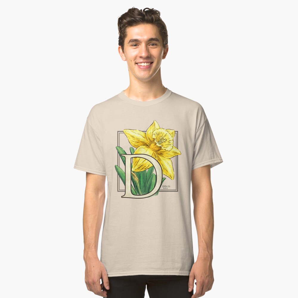 D is for Daffodil Flower Monogram Classic T-Shirt