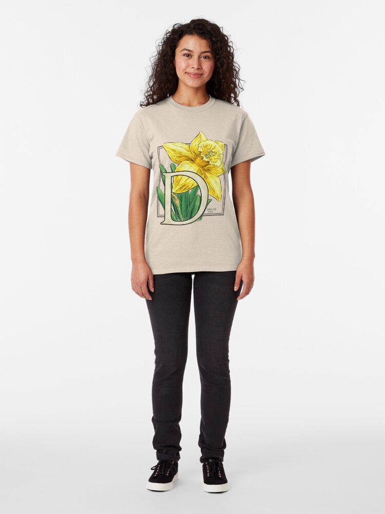 Alternate view of D is for Daffodil Flower Monogram Classic T-Shirt