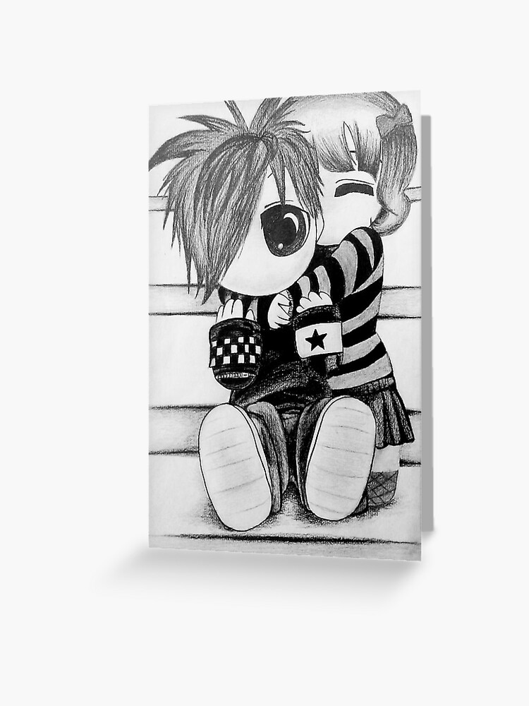 Emo Love Boy And Girl Hug Greeting Card By Jolette Redbubble