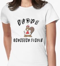 Funny Canadian "I Love Canadian Beaver" T-Shirt Women's Fitted T-Shirt