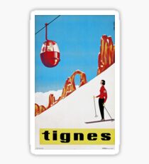 She Skis Alone, Vintage ski sport poster art Sticker