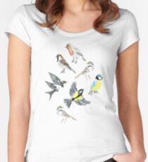 Illustrated Birds Women's Fitted Scoop T-Shirt