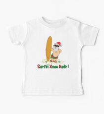 Funny Christmas T-Shirt "Surfing Santa Claus" Baby Tee