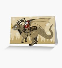 Antlered Dragon & Santa Greeting Card
