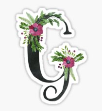 Monogram G with Floral Wreath Sticker
