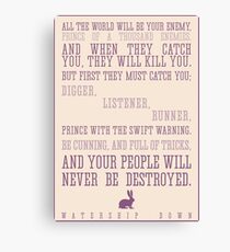 Watership Down / Richard Adams Quote Canvas Print