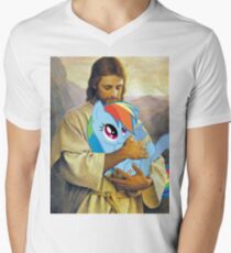 Jesus Loves Rainbow Dash Men's V-Neck T-Shirt