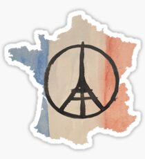 France Country Outline Tricolor Flag & Paris Peace Sticker