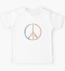 Paris Peace Eiffel Tower in Tricolor Colors Kids Tee