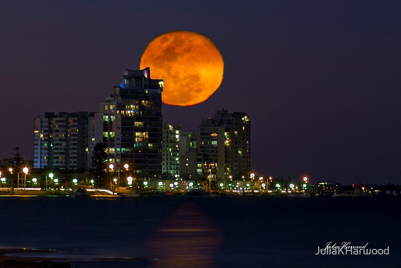 "Full Moon Rising, Gold Coast, Queensland, Australia" by JuliaKHarwood