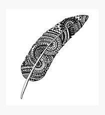 Feather zentangle black and white Photographic Print