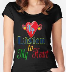 ۞»♥Romantic Love:Listen to My Heart Clothing & Stickers♥«۞ Women's Fitted Scoop T-Shirt