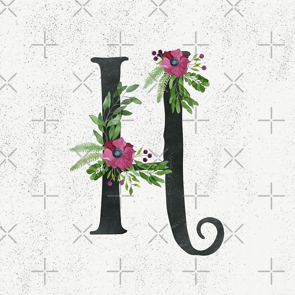 "Monogram H With Floral Wreath" By Helga-wigandt | Redbubble