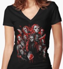 Jason Voorhees (Many faces of) Women's Fitted V-Neck T-Shirt