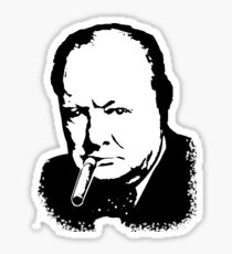CHURCHILL, Sir Winston Leonard Spencer Churchill, Greatest War Leader, Black on White Sticker