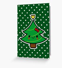 Adorable Kawaii Cartoon Christmas Tree Girl Greeting Card