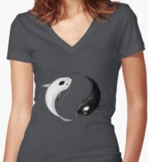 Yin and Yang Women's Fitted V-Neck T-Shirt