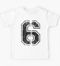 Bold Distressed Sports Number 6 Kids Tee