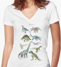 Dinosaurs Women's Fitted V-Neck T-Shirt