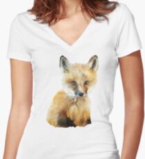 Little Fox Women's Fitted V-Neck T-Shirt