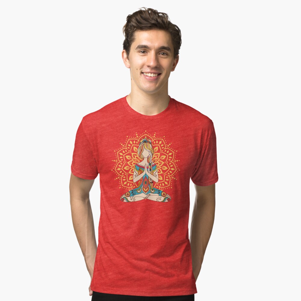 Yoga Om Chakras Mindfulness Meditation Zen 4 Tri-blend T-Shirt