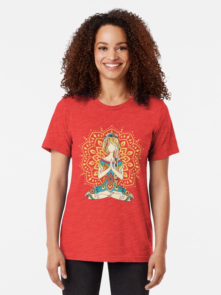 Alternate view of Yoga Om Chakras Mindfulness Meditation Zen 4 Tri-blend T-Shirt
