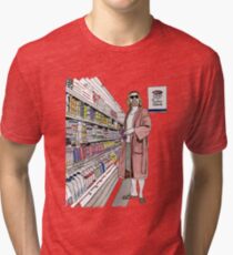 Jeffrey Lebowski and Milk. AKA, the Dude. Tri-blend T-Shirt