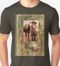 Vintage Cowgirl Horse Antique Book Rose Slim Fit T-Shirt