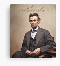 Colorized - Abraham Lincoln with Signature Canvas Print
