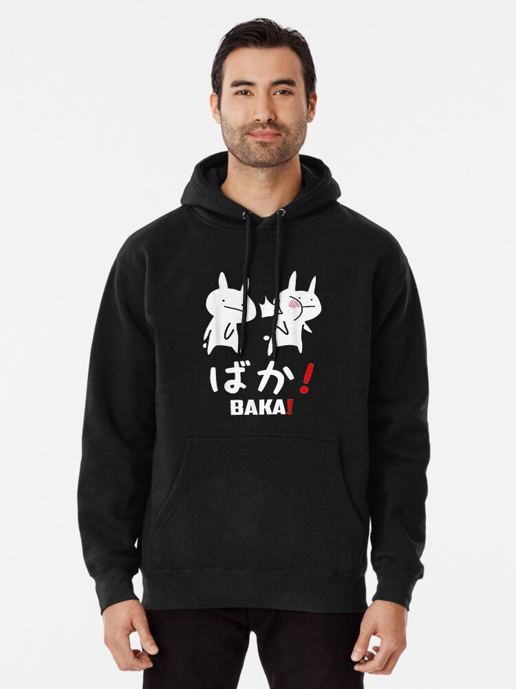 Mens Baka Rabbit Baka Japanese Long Sleeve Hooded Sweat Shirt Pullover