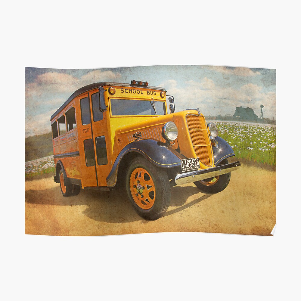 1936 School Bus The Bumpy Ride Poster By Flyrod Redbubble