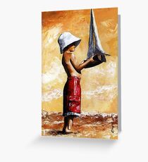 Little boy in the beach Greeting Card