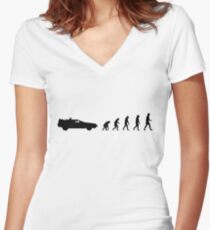 99 steps of progress - Time travel Women's Fitted V-Neck T-Shirt