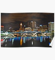 Columbus skyline at night - Columbus, Ohio Poster