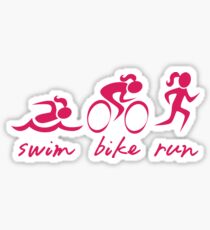 Swim Bike Run Girl (Pink) Sticker