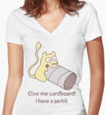 Give My Gerbil Cardboard Women's Fitted V-Neck T-Shirt