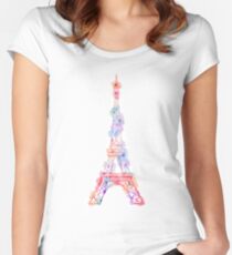 Flower Eiffel Tower Paris Women's Fitted Scoop T-Shirt